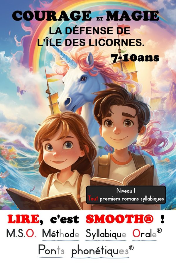 LIRE, c'est SMOOTH ® T2 COURAGE ET MAGIE  LA DÉFENSE DE L'ÎLE DES LICORNES MSO Méthode Syllabique Orale avec ponts phonétiques DYS Lecture Pour lecteur débutant Lecture syllabique pour apprendre à aimer lire Livre enfant 7 8 9 10 ans - Frédéric Luhmer | Livr'ToK