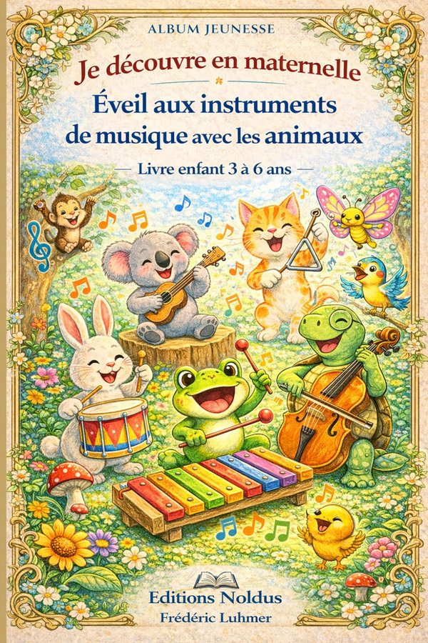 Livre enfant 3 4 5 6 ans Je découvre en maternelle Éveil aux instruments de musique avec les animaux: Album jeunesse  - Frédéric Luhmer | Livr'ToK