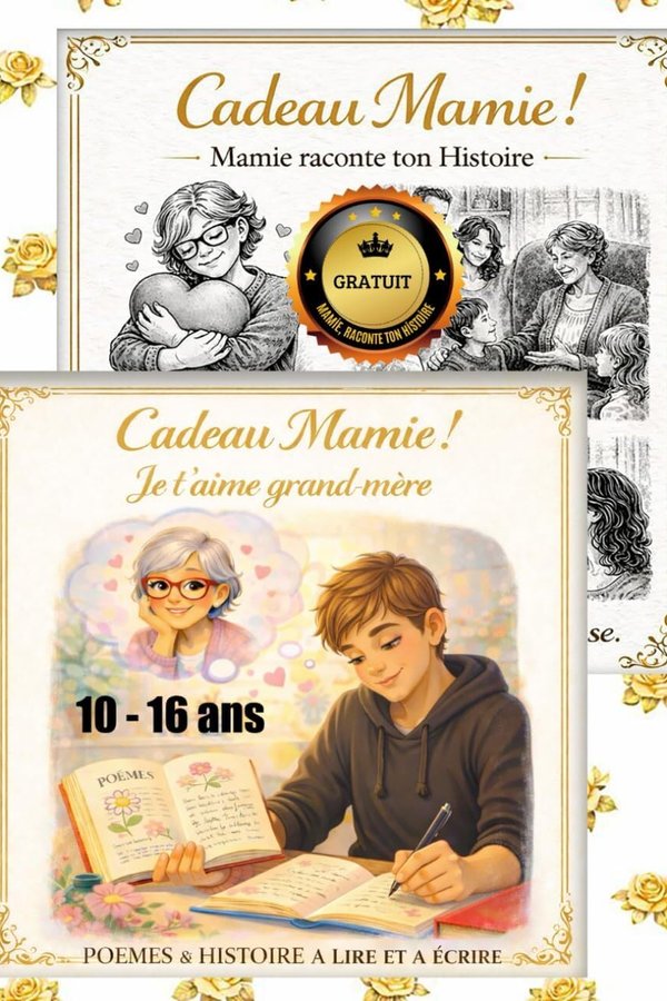 Mamie raconte ton Histoire - Cadeau grand-mere - poèmes & histoire à lire et à écrire par son petit-fils GRAND FORMAT - Editions Noldus | Livr'ToK